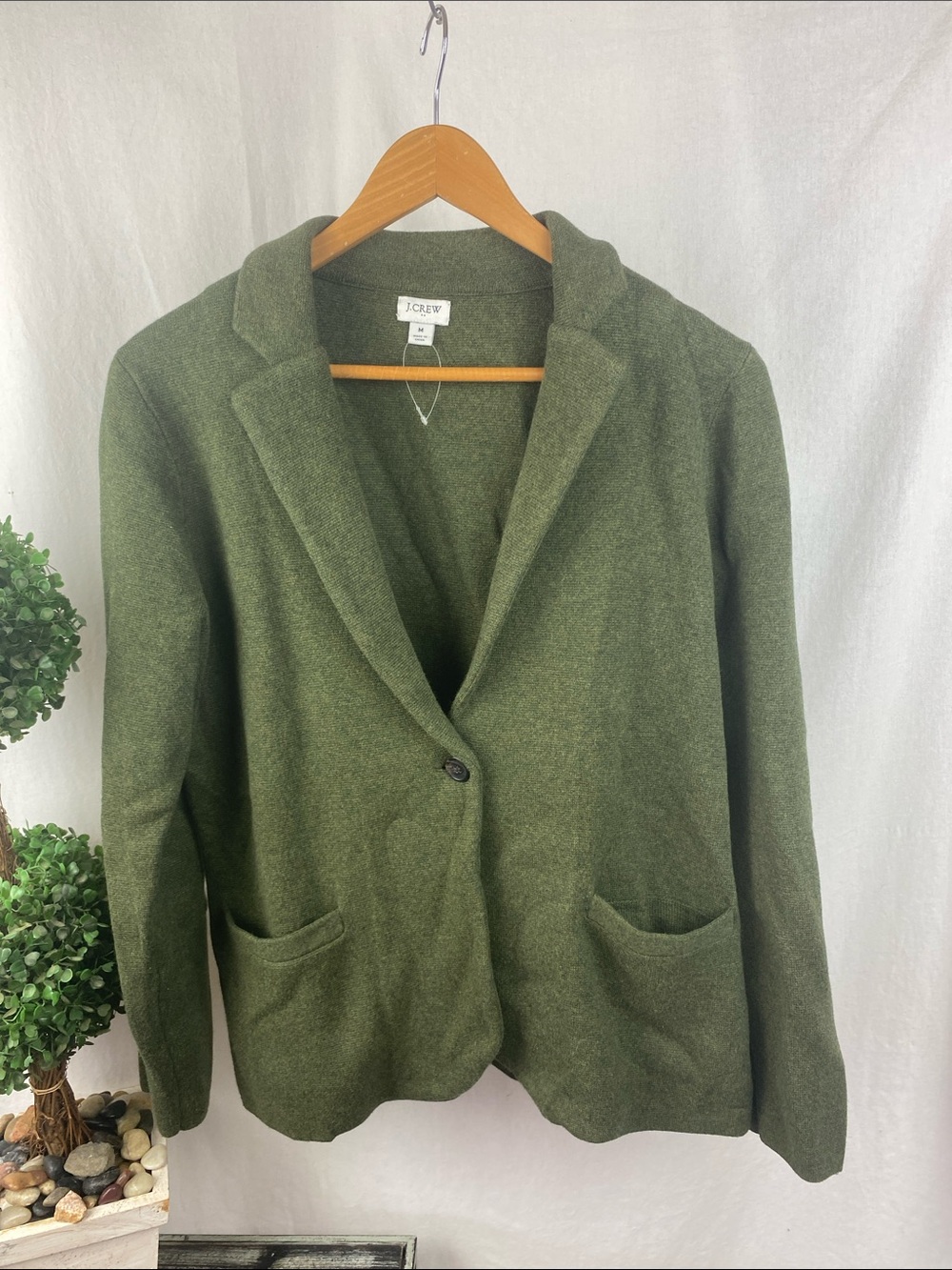 Banana Republic Olive Army Green Knit Long Sleeve Button Jacket Blazer M